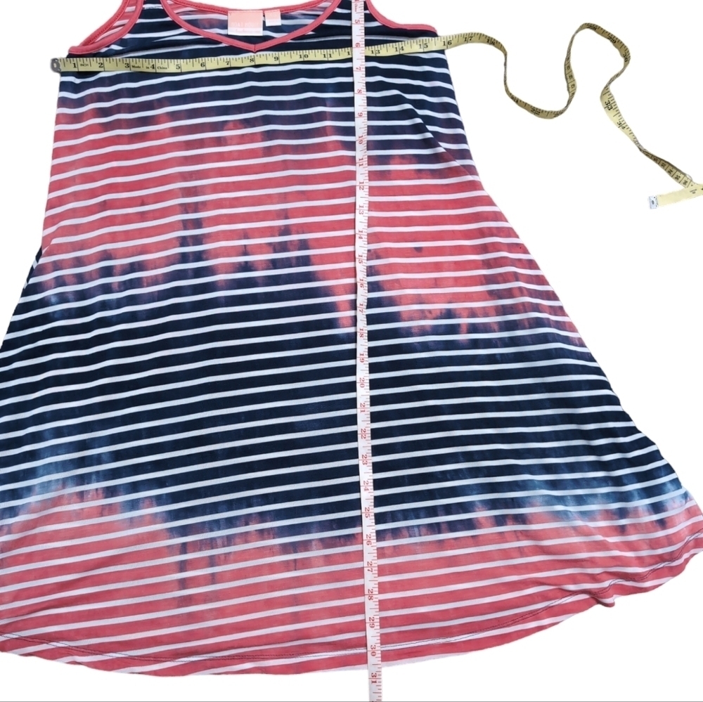 Summer Dress Striped XS Pink Coral Navy Blue - Picture 5 of 6